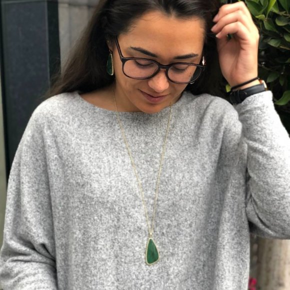 Ava Rose Aurora Pendant in Gold and Green Jasper - Picture 3 of 4